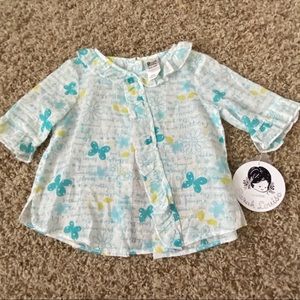 Sarah Louise England Sz 2Y Blue Butterfly Blouse